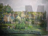 Pontoise. Aquarell-Replik auf Ölgemälde von Pissarro